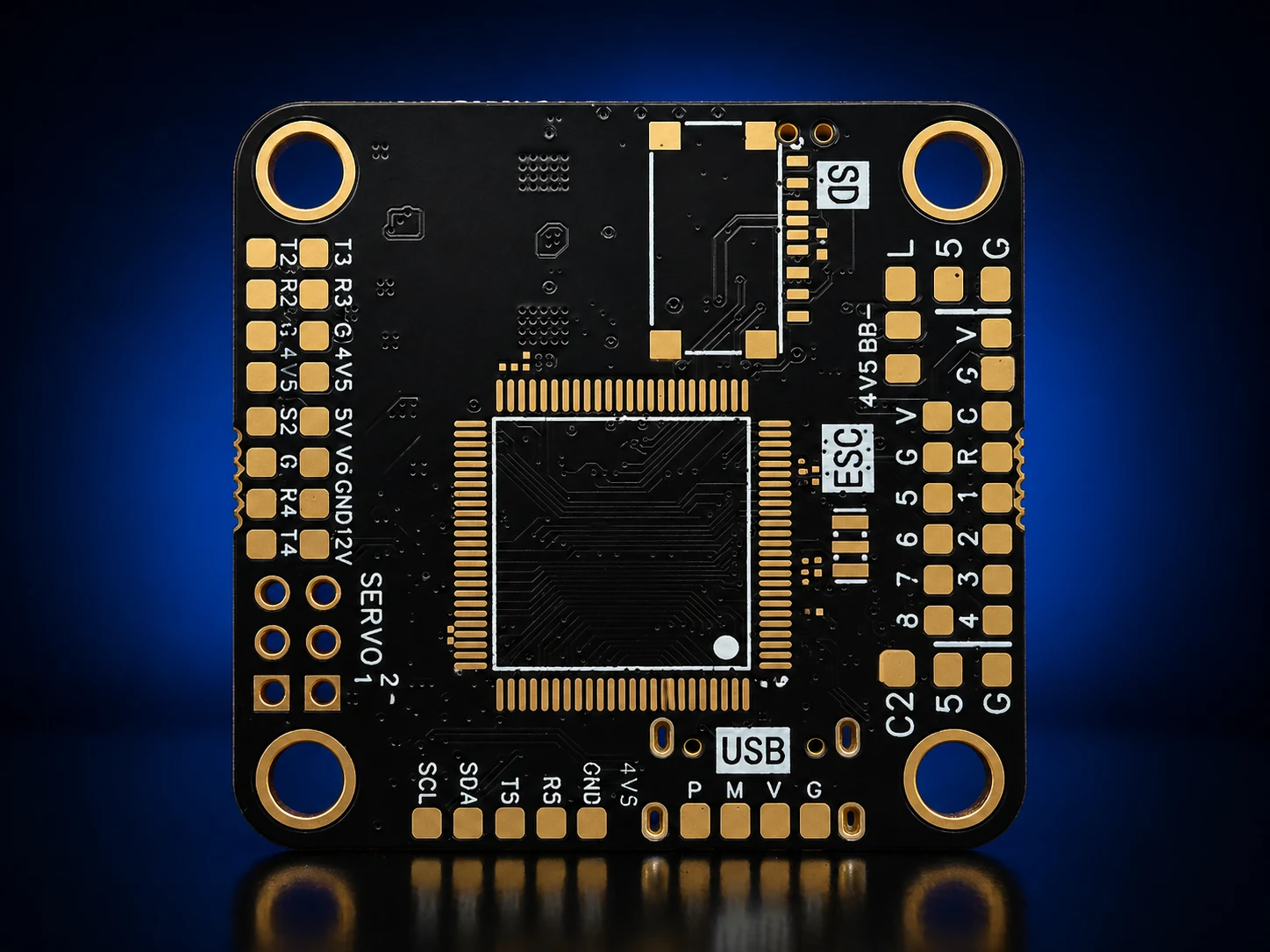 F722 flight controller back view